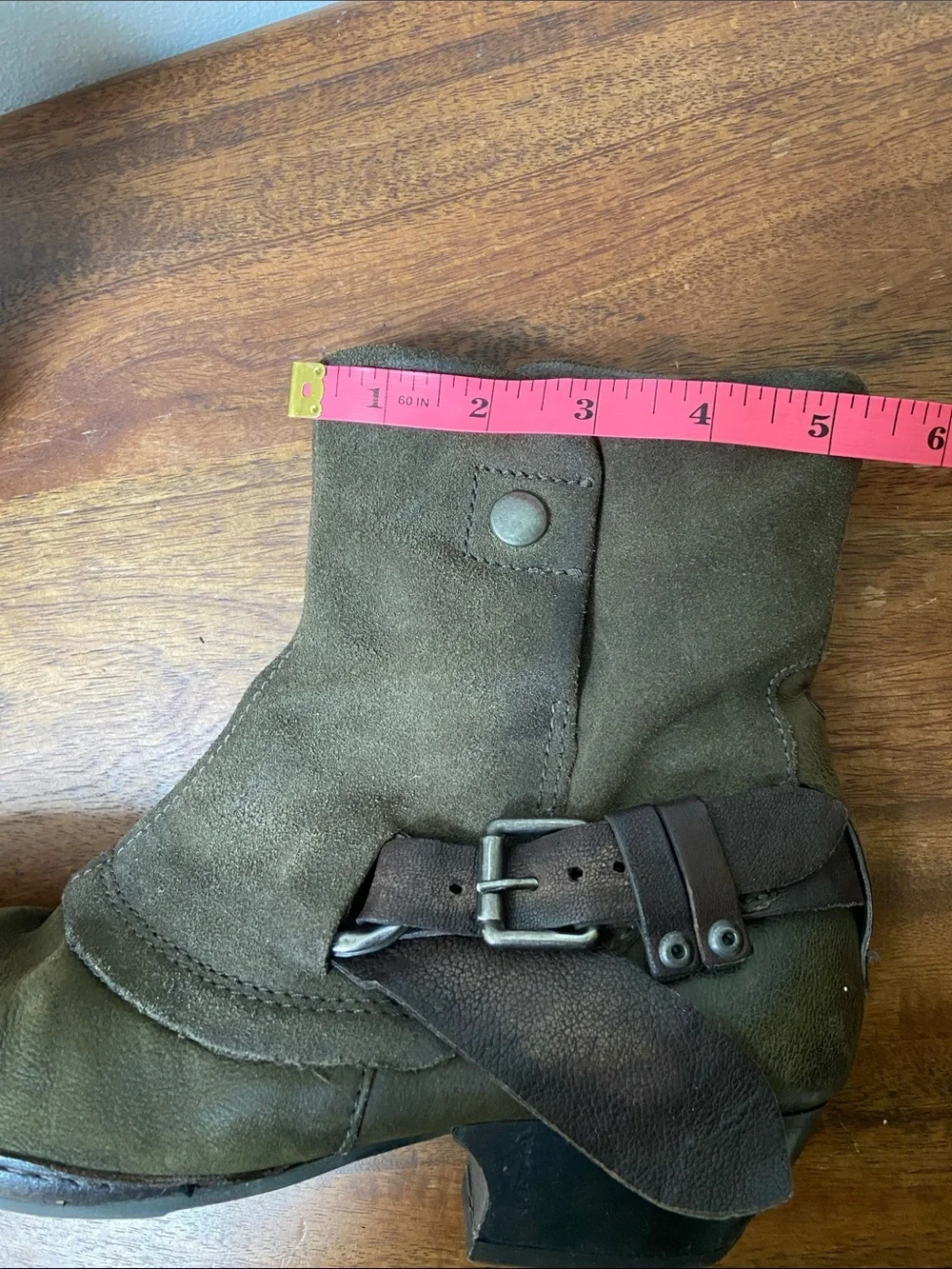 Miz Mooz Evelyn Women’s Olive Mid-Calf Boot Buckle Steampunk Boho